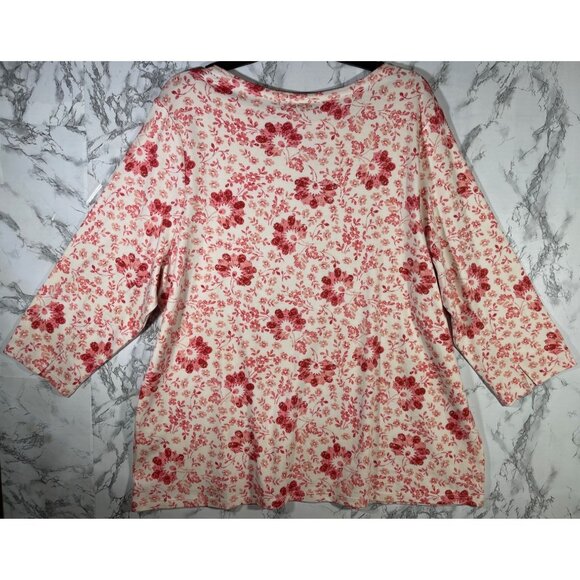 Style & Co Floral Print 3/4 Sleeve Top 3X 100% Supima Cotton - Picture 2 of 9